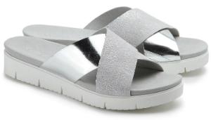 Gabor Pantolette Metallic-Look G-Weite Silber Grau Uebergroesse 3029-17