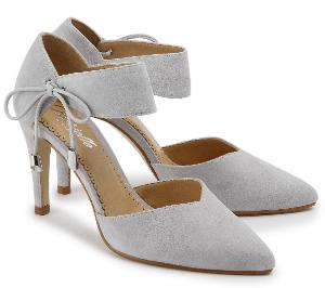 Lace-up Pumps Nubukleder Fesselschnuerung raffinierte Linienfuehrung Grau Untergroesse