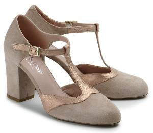 Pumps Easy-Chic Veloursleder Blockabsatz Nude Kupfer Untergroesse