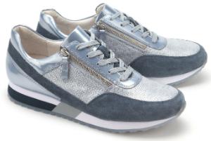 Blau Silber Gabor Sneaker aus metallisch beschichtetem Leder in Uebergroessen