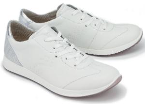 Legero Sneaker Leder mit Perforationen Detail in Metallic-Optik Weiss Uebergroessen