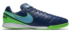 Nike TiempoX Mystic V IC Herren-Hallenfussballschuh Blau Gruen Uebergroesse