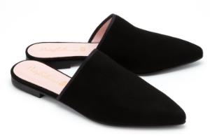 Sabots aus Nubukleder von Pretty Ballerinas in Uebergroessen Schwarz