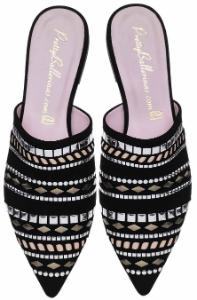 Sabots mit Swarovski Elements von Pretty Ballerinas in Uebergroessen Schwarz