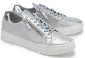 Silberne Gabor Sneaker aus metallisch beschichtetem Leder in Uebergroessen