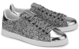 Uebergroessen Glitter Sneaker Metallic-Optik Textil Silber