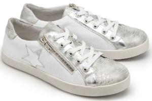 Weiss Silber Sneaker mit Stern und silberfarbener Vorderkappe in Untergroessen