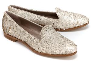 AGL Loafer Allover-Besatz aus Pailletten Gold Uebergroesse