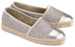 Espadrilles Canvas-Design Glitzer-Garn Metallic-Effekt Beige Gold Uebergroesse