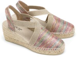 Espadrilles Glanz-Leine in Multicolor Bast-Plateauabsatz Untergroesse