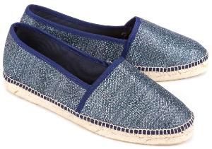 Espadrilles mit eingearbeitetem Glitzer-Garn mit Metallic-Effekt Blau Uebergroesse