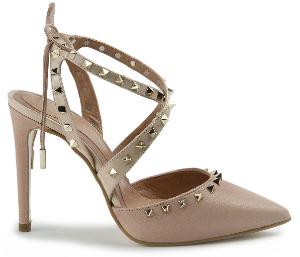 High-Heels Pyramidennieten Riemchen Nude Beige 85 mm Uebergroesse
