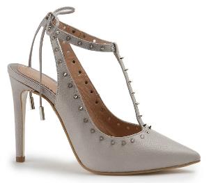 High-Heels Riemchen Nieten Grau 85 mm Uebergroesse