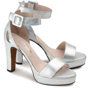 High-Heels Silber Metallic-Look 85 mm mit Plateau Uebergroesse
