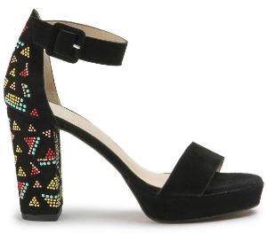 High Heels ausdrucksstarkes Muster extravaganten Absatz Schwarz 70 mm Uebergroesse