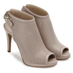 Hochfront Pumps aus transparentem Material mit zierlicher Schliesse und Peeptoe-Silhouette Beige Untergroesse