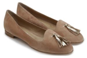 Loafer im Metallic-Design der Lederfransen auf der Front | Beige | Übergröße Loafer Metallic-Design der Lederfransen auf der Front Beige Uebergroesse