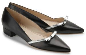 Spitze Loafer mit Schleife auf der Vorderkappe | Schwarz/Silber | Übergröße Loafer spitz Schleife auf der Vorderkappe Schwarz Silber Uebergroesse