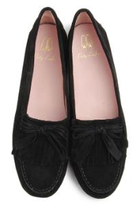 Pretty Loafers schlanke Form Fransen-Look Schwarz Uebergroesse