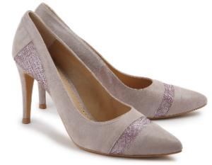 Pumps aus Nubukleder mit Partien in Kontrastoptik Beige Untergroesse