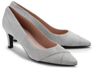 Pumps aus Nubukleder mit verschlankt zulaufender Vorderkappe Grau Untergroesse