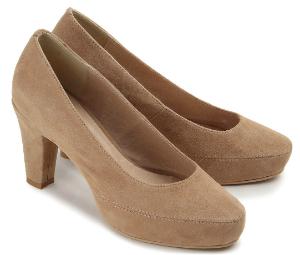 Pumps aus Veloursleder mit Plateau Beige Untergroesse