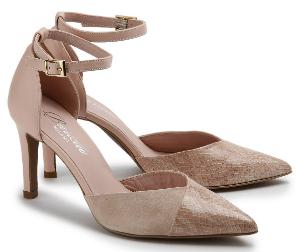Pumps mit spitzer Silhouette, Pfennigabsatz und filigranem Fersenriemen Rose Untergroesse