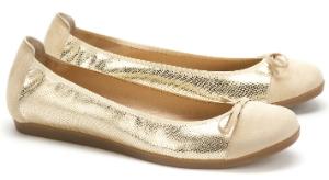 Goldene Ballerinas mit strahlendem Metallic-Effekt | Farbe: Gold/Beige | Damenschuhe in Übergrößen Ballerinas strahlender Metallic-Effekt Gold Beige Uebergroesse