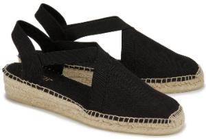 Espadrilles in Größe 45 mit Keilabsatz aus Natur-Bast | Farbe: Schwarz Espadrilles in Groesse 45 Keilabsatz aus Natur-Bast Schwarz
