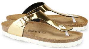 Goldene Lack-Pantoletten mit Leder-Kork-Boden | Farbe: Gold | Damenschuhe in Übergrößen Pantoletten Lack Leder-Kork-Boden Gold Uebergroesse
