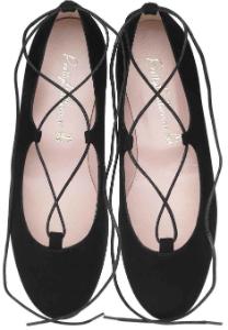 Pretty Ballerinas Lace-Up aus Veloursleder mit Schnuerung rund Schwarz Untergroesse