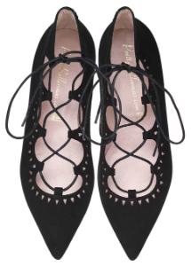 Schwarze Pretty Ballerinas mit Schnürung | spitz | Abendschuhe in Übergrößen Pretty Ballerinas mit Schnuerung spitz Schwarz Uebergroesse