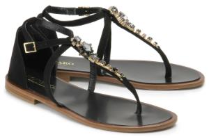 Schwarze Sandalen mit funkelnden Details auf dem T-Strap | Abendschuhe in Übergrößen Sandalen mit funkelnden Details auf dem T-Strap Schwarz Uebergroesse