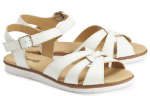 Sandalen mit ueberkreuzten Riemen aus weichem Nappaleder und leichter Sohle Weiss Uebergroesse