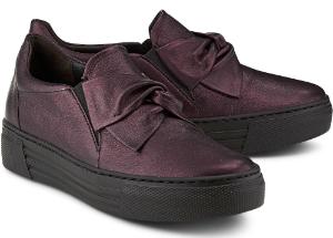 Bordeaux Metallic Slip-on Sneaker mit Schleifen-Detail fuer Damen
