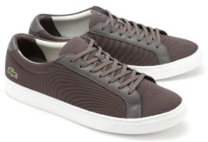 Graue Sneaker aus strukturiertem Textil mit Leder-Details von Lacoste in Uebergroessen