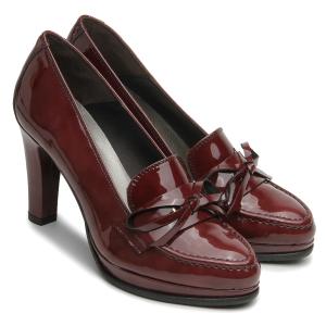 High Heel Trotteur Schuhe fuer Damen Lackleder Plateau Bordeaux