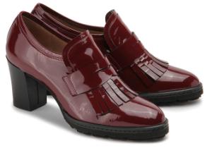 Trotteur Schuhe fuer Damen Lackleder Fransen Bordeaux