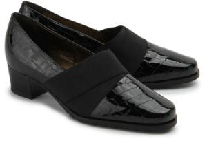 Trotteur Schuhe fuer Damen Lackleder mit Animal-Struktur Schwarz