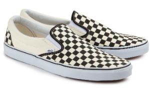 Weiss Schwarze Slip-on Sneaker aus Canvas fuer Damen