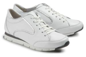 Weisse Turnschuhe mit Metallic-Finish von Semler fuer Damen mit Untergroesse