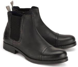 Chelsea-Boots Nappaleder Stretch-Einsaetze Schwarz Uebergroesse