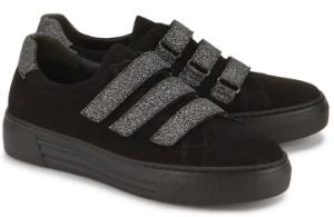 Gabor Sneaker mit Glitzer-Klettverschluesse in Uebergroessen Schwarz
