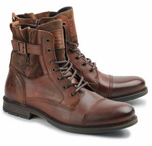 Mustang Schnür-Boots mit zweiter Lederoptik in Übergrößen für Herren | Farbe: Braun Mustang Schnuer-Boots mit zweiter Lederoptik in Uebergroessen fuer Herren Braun