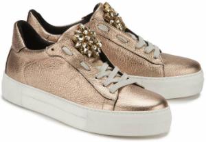 Plateau-Sneaker mit Schmucksteinbesatz in Uebergroessen Kupfer Bronze Metallic