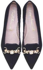 Pretty Ballerinas aus Nubukleder mit hochwertigen Kristallen in Uebergroessen Schwarz