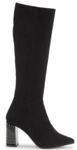 Stiefel mit funkelndem Absatz-Design mit Nieten und Steinen in Uebergroessen Schwarz