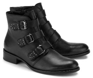 Stiefeletten Leder Riemen Nieten Schnallen Schwarz Uebergroesse
