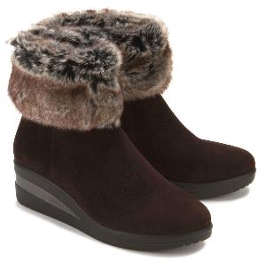 Boots mit Warmfutter in Untergroessen Nubukleder Lammfell Braun