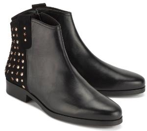 Damen-Stiefeletten mit Nieten am Fersenbereich in Uebergroesse von Bariello Milano Schwarz